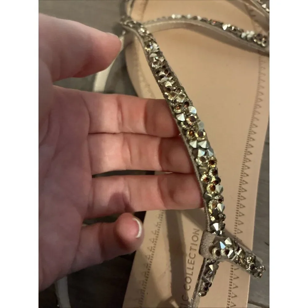 zara sandals 2604/101/111 Flat Crystal Beige Copper Silver Slingback 11 - Picture 5 of 6